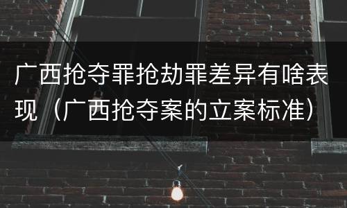 广西抢夺罪抢劫罪差异有啥表现（广西抢夺案的立案标准）