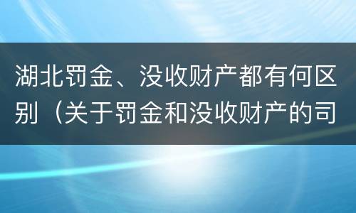 湖北罚金、没收财产都有何区别（关于罚金和没收财产的司法解释）