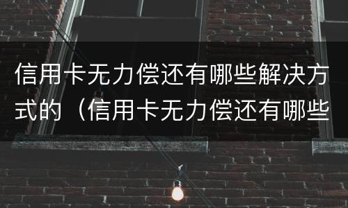 信用卡无力偿还有哪些解决方式的（信用卡无力偿还有哪些解决方式的方法）