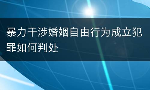 暴力干涉婚姻自由行为成立犯罪如何判处