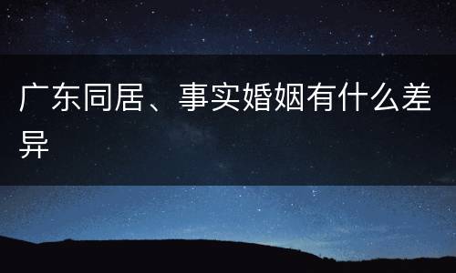 广东同居、事实婚姻有什么差异