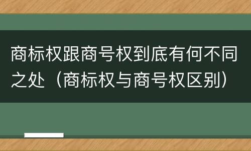 商标权跟商号权到底有何不同之处（商标权与商号权区别）