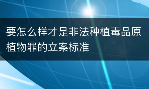 要怎么样才是非法种植毒品原植物罪的立案标准