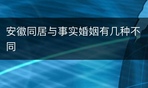 安徽同居与事实婚姻有几种不同