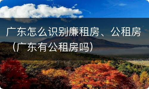 广东怎么识别廉租房、公租房（广东有公租房吗）