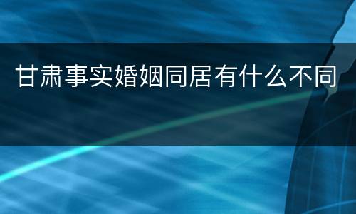 甘肃事实婚姻同居有什么不同