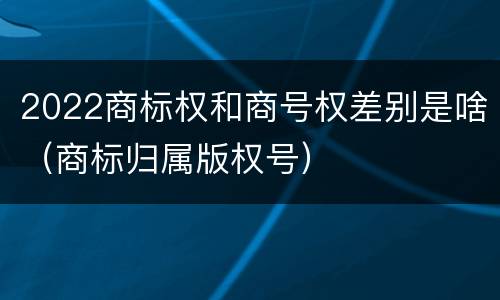 2022商标权和商号权差别是啥（商标归属版权号）