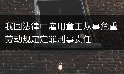 我国法律中雇用童工从事危重劳动规定定罪刑事责任