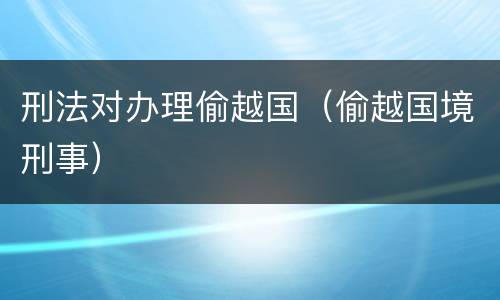 刑法对办理偷越国（偷越国境刑事）