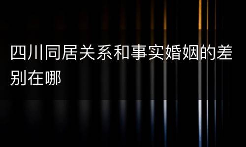 四川同居关系和事实婚姻的差别在哪