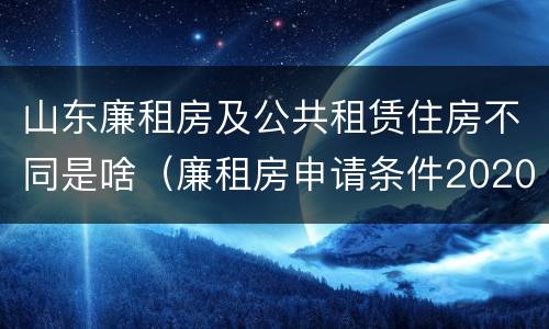 山东廉租房及公共租赁住房不同是啥（廉租房申请条件2020山东）