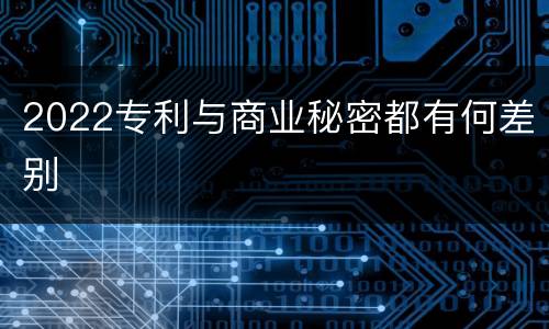 2022专利与商业秘密都有何差别