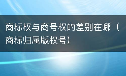 商标权与商号权的差别在哪（商标归属版权号）