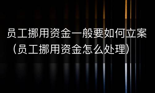 员工挪用资金一般要如何立案（员工挪用资金怎么处理）