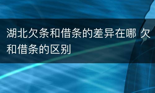 湖北欠条和借条的差异在哪 欠和借条的区别