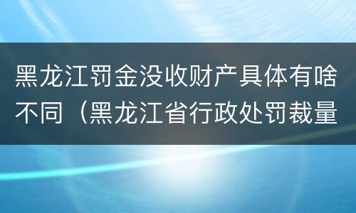 黑龙江罚金没收财产具体有啥不同（黑龙江省行政处罚裁量标准）