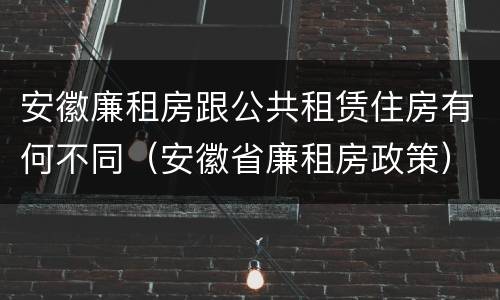 安徽廉租房跟公共租赁住房有何不同（安徽省廉租房政策）