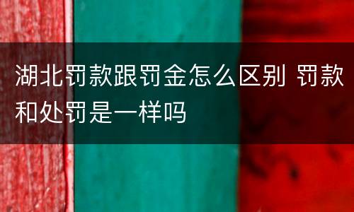 湖北罚款跟罚金怎么区别 罚款和处罚是一样吗