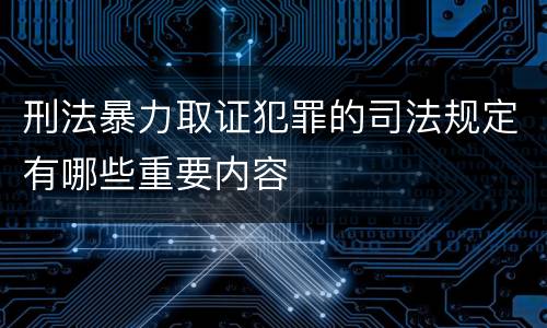 刑法暴力取证犯罪的司法规定有哪些重要内容