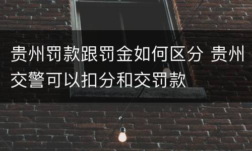 贵州罚款跟罚金如何区分 贵州交警可以扣分和交罚款