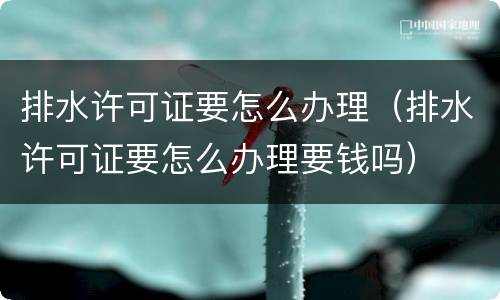 排水许可证要怎么办理（排水许可证要怎么办理要钱吗）