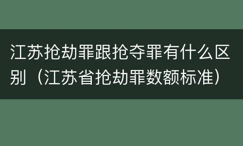 江苏抢劫罪跟抢夺罪有什么区别（江苏省抢劫罪数额标准）