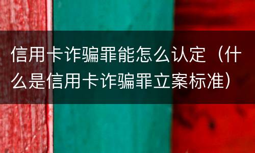 信用卡诈骗罪能怎么认定（什么是信用卡诈骗罪立案标准）