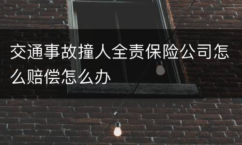 交通事故撞人全责保险公司怎么赔偿怎么办