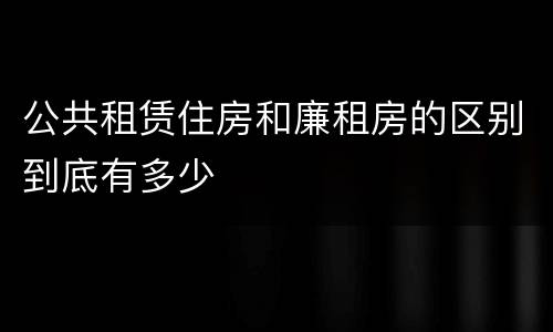 公共租赁住房和廉租房的区别到底有多少