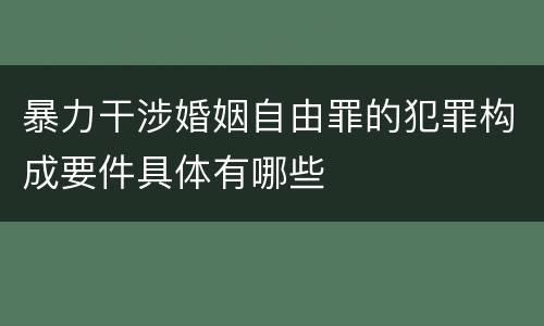 暴力干涉婚姻自由罪的犯罪构成要件具体有哪些