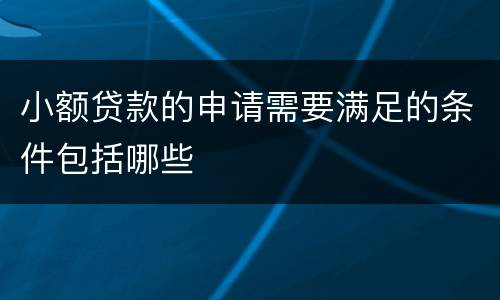 小额贷款的申请需要满足的条件包括哪些