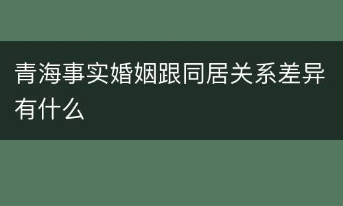 青海事实婚姻跟同居关系差异有什么