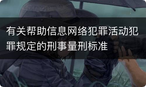 有关帮助信息网络犯罪活动犯罪规定的刑事量刑标准