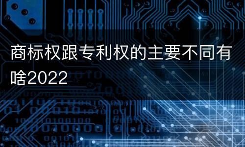 商标权跟专利权的主要不同有啥2022