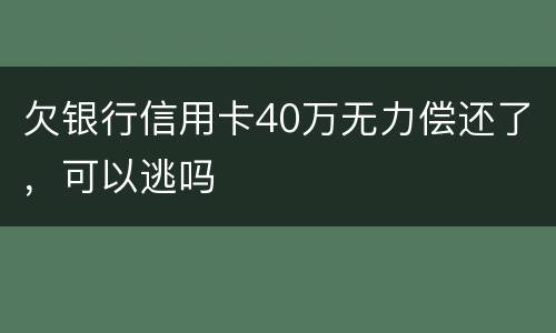 欠银行信用卡40万无力偿还了，可以逃吗