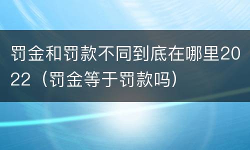 罚金和罚款不同到底在哪里2022（罚金等于罚款吗）