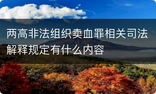 两高非法组织卖血罪相关司法解释规定有什么内容