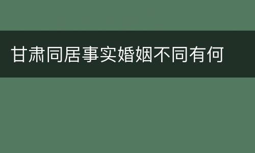 甘肃同居事实婚姻不同有何