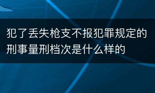 犯了丢失枪支不报犯罪规定的刑事量刑档次是什么样的