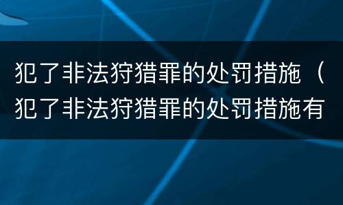 犯了非法狩猎罪的处罚措施（犯了非法狩猎罪的处罚措施有哪些）