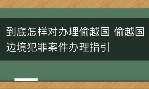 到底怎样对办理偷越国 偷越国边境犯罪案件办理指引