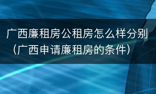 广西廉租房公租房怎么样分别（广西申请廉租房的条件）