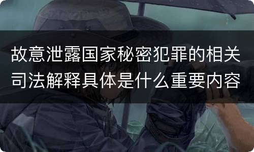 故意泄露国家秘密犯罪的相关司法解释具体是什么重要内容