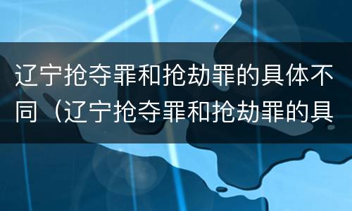 辽宁抢夺罪和抢劫罪的具体不同（辽宁抢夺罪和抢劫罪的具体不同点）