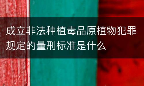 成立非法种植毒品原植物犯罪规定的量刑标准是什么