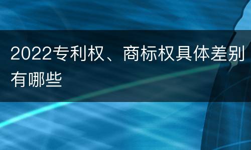 2022专利权、商标权具体差别有哪些