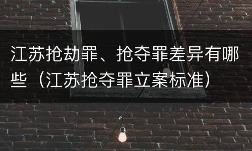 江苏抢劫罪、抢夺罪差异有哪些（江苏抢夺罪立案标准）