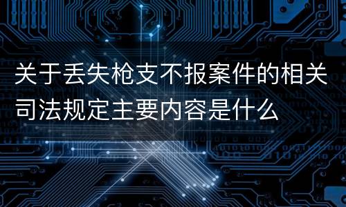 关于丢失枪支不报案件的相关司法规定主要内容是什么