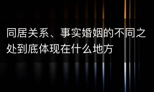 同居关系、事实婚姻的不同之处到底体现在什么地方