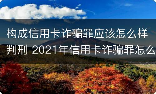 构成信用卡诈骗罪应该怎么样判刑 2021年信用卡诈骗罪怎么认定